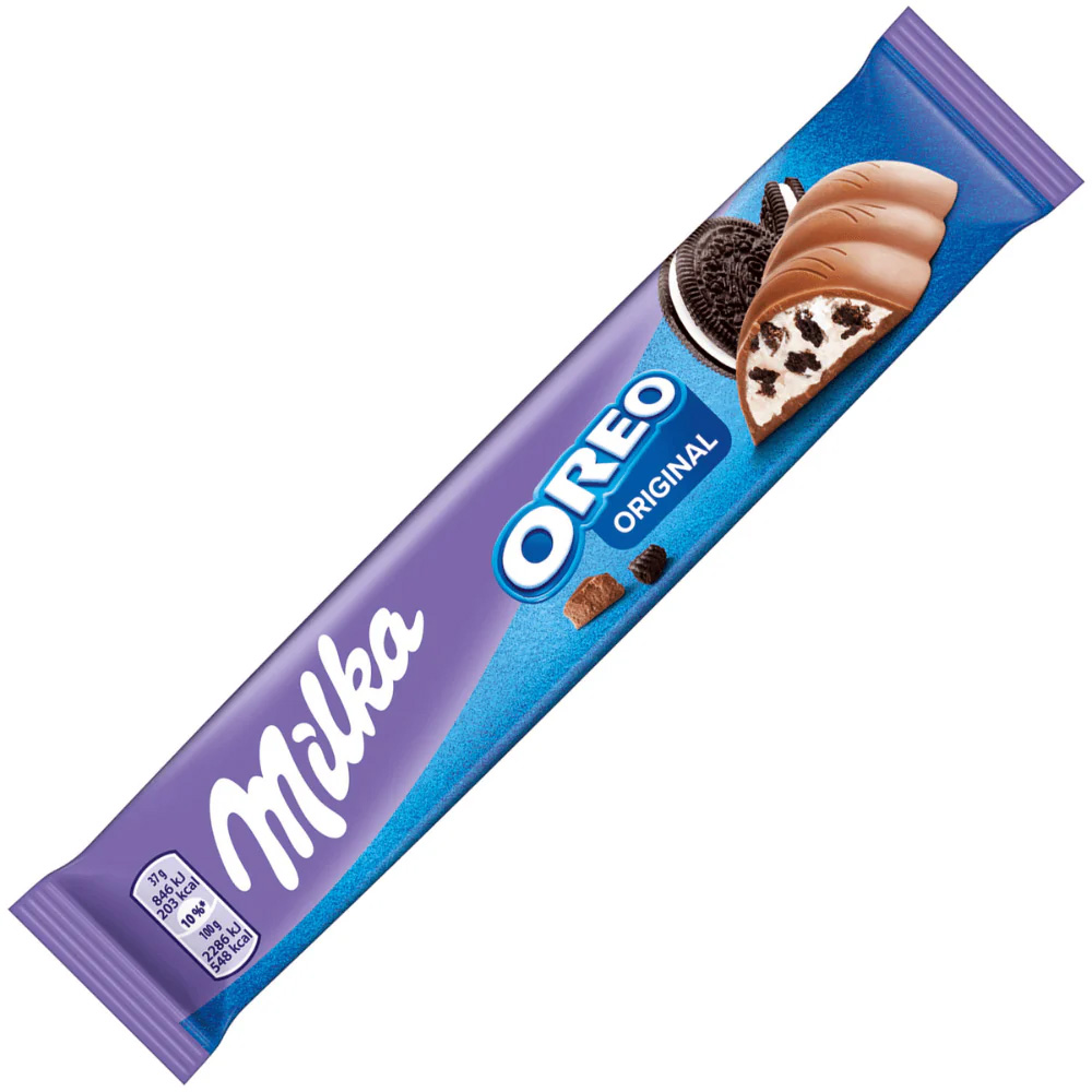 milkaoreo-1.jpg شکلات شیری میلکا با تکه های بیسکوییت اورئو 37 گرم - Image 1