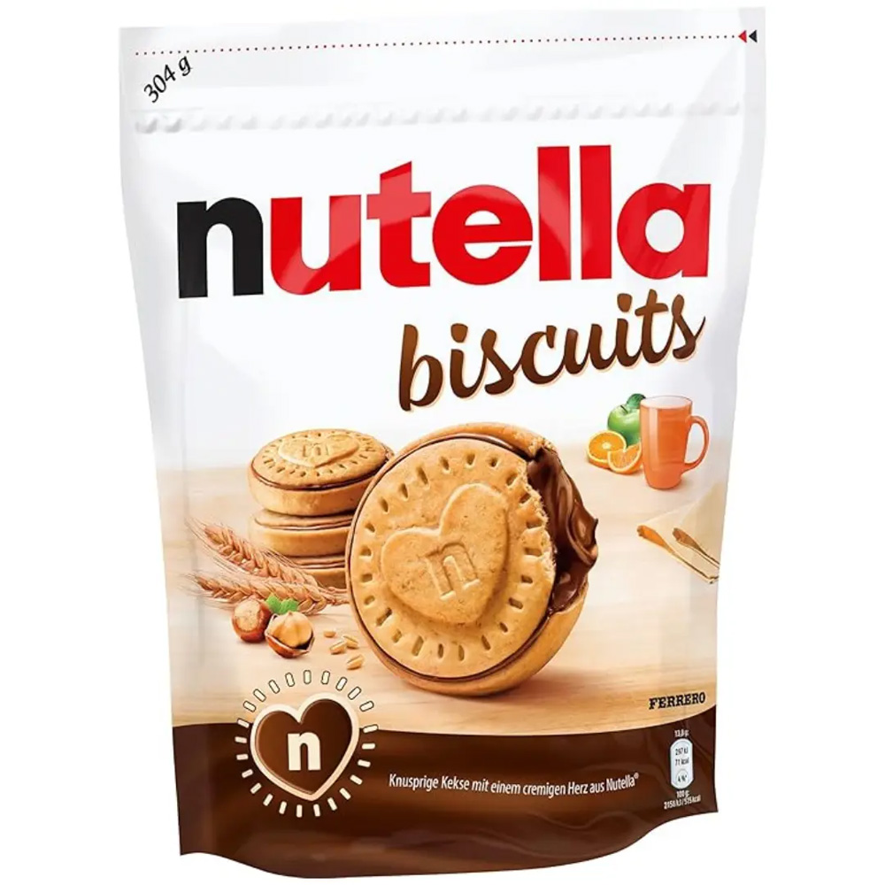 nutellabiscuits-1.jpg بیسکویت نوتلا با کرم شکلاتی Nutella Biscuit وزن 304 گرم - Image 1